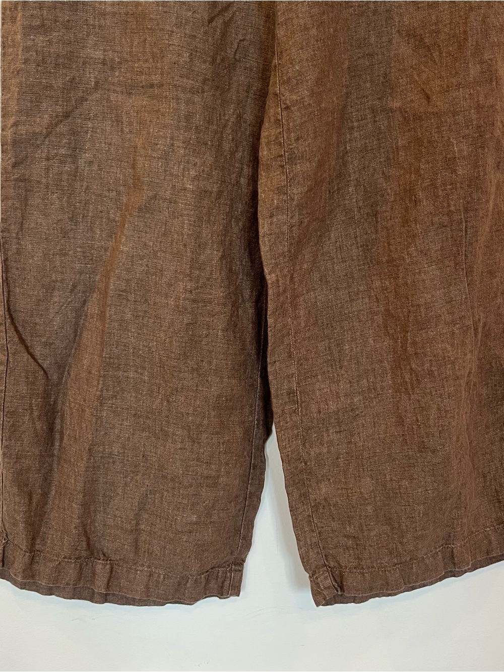 J Jill Love Linen Wide Leg Crop Pants Brown Womens Size Small Elastic Waist - Picture 3 of 8